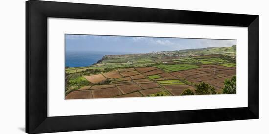 View of farmland along coast, Terceira Island, Azores, Portugal-null-Framed Photographic Print