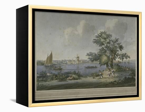 View of Figures Transporting Vegetables Along the Bank of the River Thames, 1787-John the Elder Cleveley-Framed Premier Image Canvas