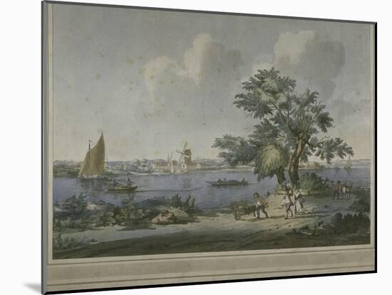 View of Figures Transporting Vegetables Along the Bank of the River Thames, 1787-John the Elder Cleveley-Mounted Giclee Print