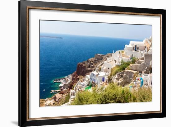 View of Fira Town - Santorini Island,Crete,Greece. White Concrete Staircases Leading down to Beauti-vitmark-Framed Photographic Print