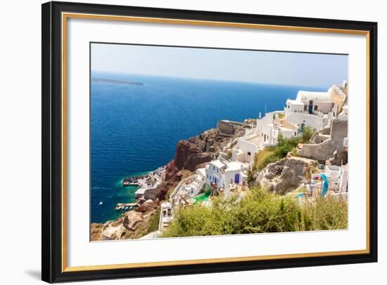 View of Fira Town - Santorini Island,Crete,Greece. White Concrete Staircases Leading down to Beauti-vitmark-Framed Photographic Print