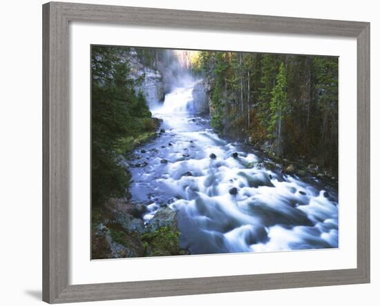 View of Firehole Falls and Firehole River, Yellowstone National Park, Wyoming, USA-Adam Jones-Framed Photographic Print