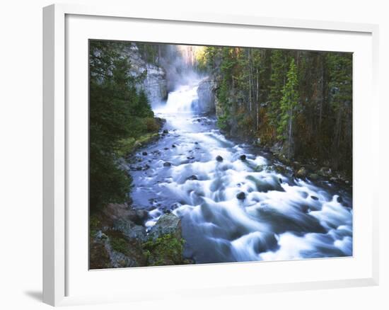 View of Firehole Falls and Firehole River, Yellowstone National Park, Wyoming, USA-Adam Jones-Framed Photographic Print