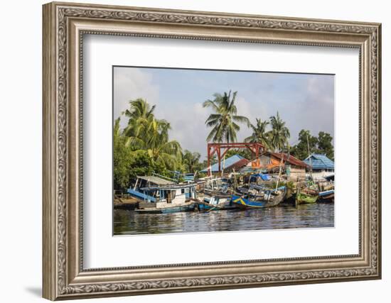 View of Fishing Boats on the Kumai River, Central Kalimantan Province, Borneo, Indonesia-Michael Nolan-Framed Photographic Print