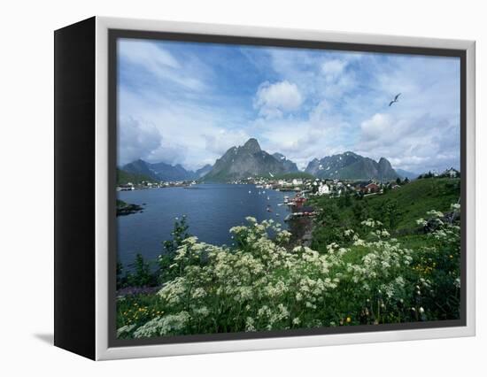 View of Fishing Village and Island-Kevin Schafer-Framed Premier Image Canvas