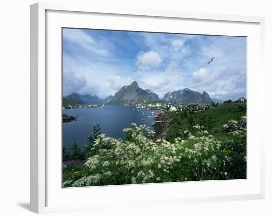 View of Fishing Village and Island-Kevin Schafer-Framed Photographic Print