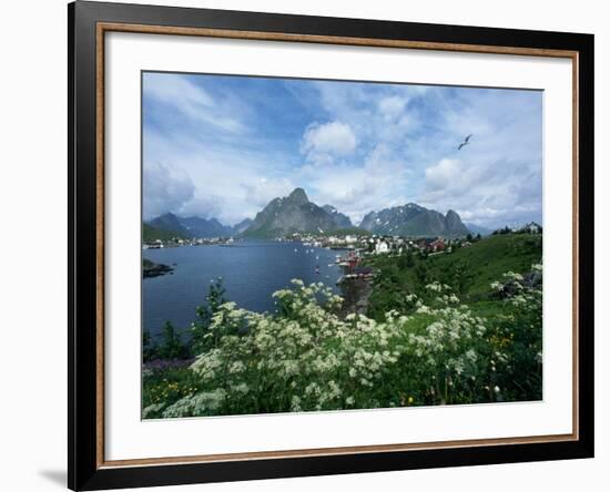 View of Fishing Village and Island-Kevin Schafer-Framed Photographic Print