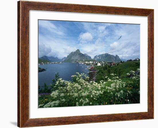 View of Fishing Village and Island-Kevin Schafer-Framed Photographic Print