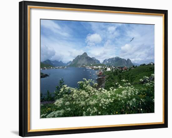 View of Fishing Village and Island-Kevin Schafer-Framed Photographic Print