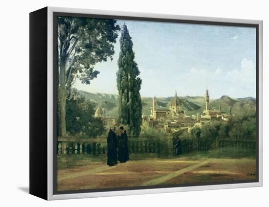 View of Florence from the Boboli Gardens-Jean-Baptiste-Camille Corot-Framed Stretched Canvas