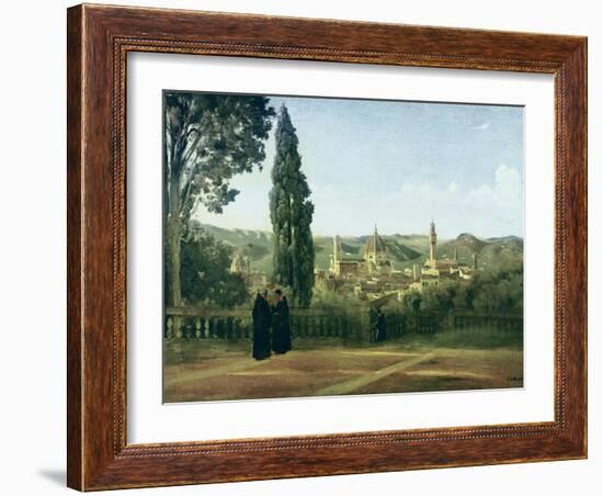 View of Florence from the Boboli Gardens-Jean-Baptiste-Camille Corot-Framed Art Print