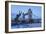 View of Fountain with Tower Bridge in the Background, Thames River, London, England-null-Framed Photographic Print