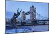 View of Fountain with Tower Bridge in the Background, Thames River, London, England-null-Mounted Photographic Print