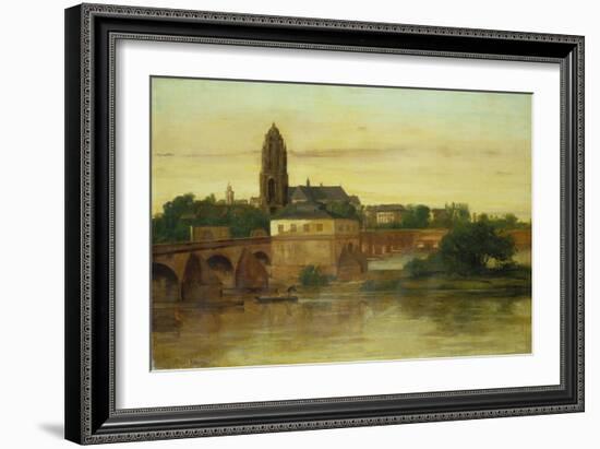 View of Frankfurt Am Main from Sachsenhausen, with the Old Bridge, 1858-Gustave Courbet-Framed Giclee Print