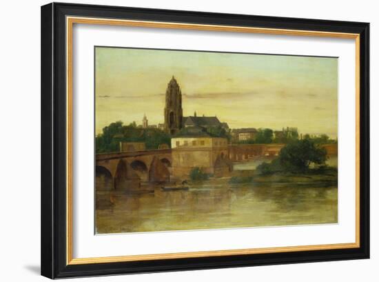 View of Frankfurt Am Main from Sachsenhausen, with the Old Bridge, 1858-Gustave Courbet-Framed Giclee Print