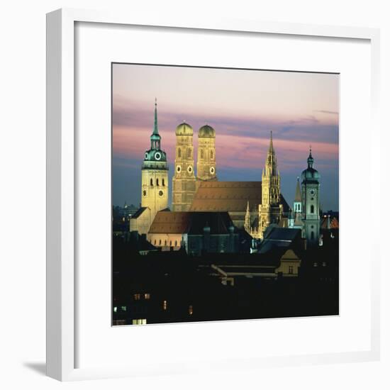 View of Frauenkirch and City at Night, Munich, Bavaria, Germany, Europe-null-Framed Photographic Print