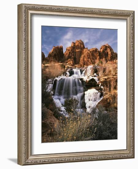 View of Frozen Waterfall of Mill Creek, Spanish Valley, Utah, USA-Scott T. Smith-Framed Photographic Print