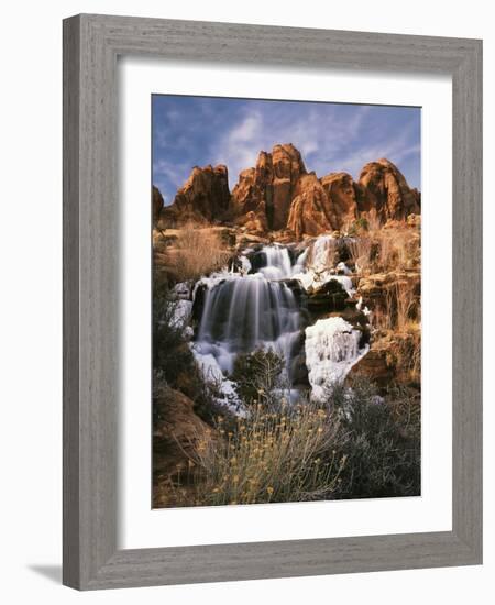 View of Frozen Waterfall of Mill Creek, Spanish Valley, Utah, USA-Scott T. Smith-Framed Photographic Print