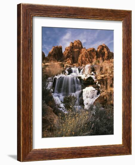 View of Frozen Waterfall of Mill Creek, Spanish Valley, Utah, USA-Scott T. Smith-Framed Photographic Print