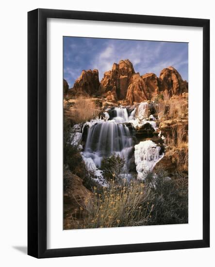 View of Frozen Waterfall of Mill Creek, Spanish Valley, Utah, USA-Scott T. Smith-Framed Photographic Print