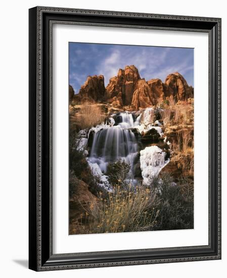 View of Frozen Waterfall of Mill Creek, Spanish Valley, Utah, USA-Scott T. Smith-Framed Photographic Print