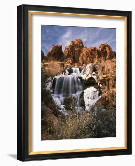 View of Frozen Waterfall of Mill Creek, Spanish Valley, Utah, USA-Scott T. Smith-Framed Photographic Print