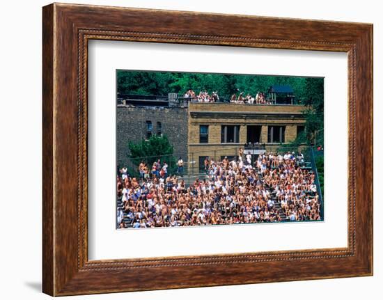 View of full bleachers, full of fans during a professional Baseball Game, Wrigley Field, Illinois-null-Framed Photographic Print