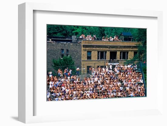 View of full bleachers, full of fans during a professional Baseball Game, Wrigley Field, Illinois-null-Framed Photographic Print