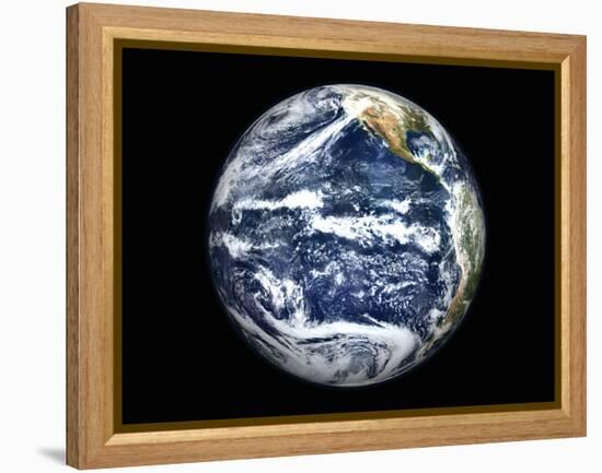 View of Full Earth Centered Over the Pacific Ocean-Stocktrek Images-Framed Premier Image Canvas