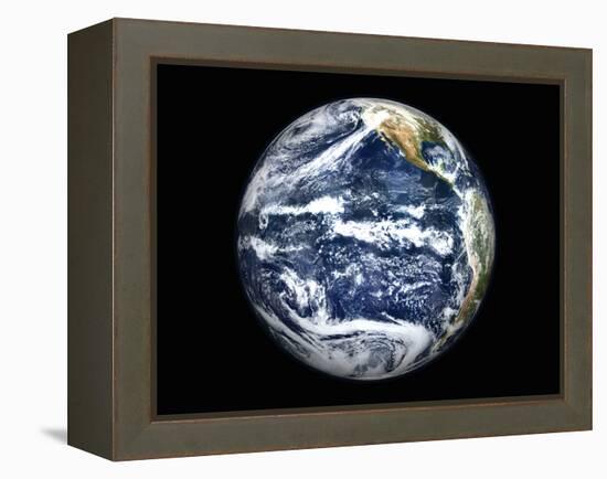 View of Full Earth Centered Over the Pacific Ocean-Stocktrek Images-Framed Premier Image Canvas