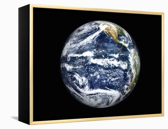 View of Full Earth Centered Over the Pacific Ocean-Stocktrek Images-Framed Premier Image Canvas