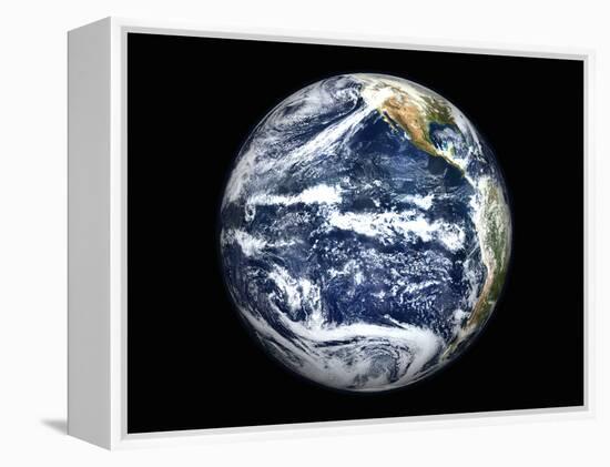 View of Full Earth Centered Over the Pacific Ocean-Stocktrek Images-Framed Premier Image Canvas