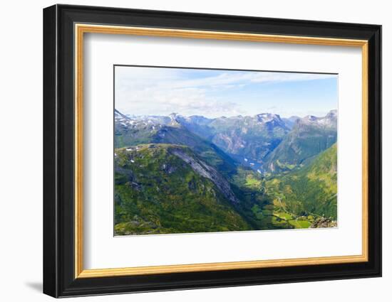 View of Geiranger and Geirangerfjord, from the Summit of Mount Dalsnibba, 1497M, Norway-Amanda Hall-Framed Photographic Print