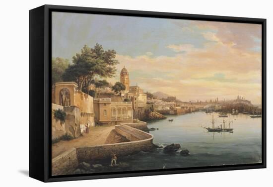 View of Genoa from the Gardens of Palazzo Doria Pamphilj-Pasquale Domenico Cambiaso-Framed Premier Image Canvas