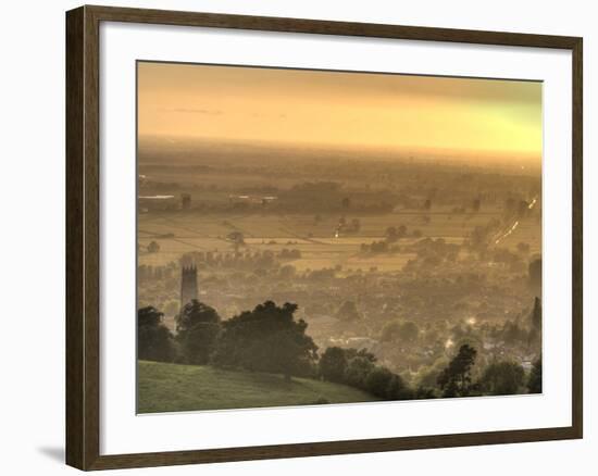 View of Glastonbury During Sunset from Glastonbury Tor, Somerset, England, United Kingdom, Europe-Sara Erith-Framed Photographic Print