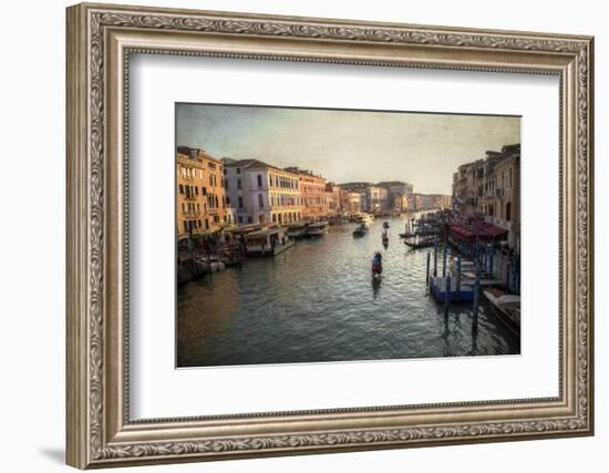 View of Grand Canal, Gondolas and Boats from Rialto Bridge, Venice, Italy-Darrell Gulin-Framed Photographic Print