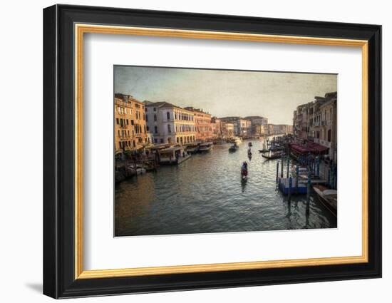 View of Grand Canal, Gondolas and Boats from Rialto Bridge, Venice, Italy-Darrell Gulin-Framed Photographic Print