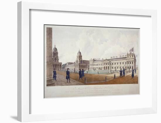 View of Greenwich Hospital with Residents in the Foreground, London, 1830-William Porden Kay-Framed Giclee Print