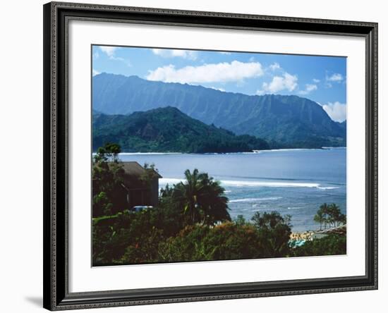 View of Hanalei Bay and Bali Hai from the Princeville Hotel, Kauai, Hawaii, USA-Charles Sleicher-Framed Photographic Print