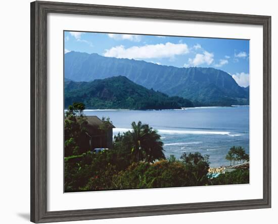 View of Hanalei Bay and Bali Hai from the Princeville Hotel, Kauai, Hawaii, USA-Charles Sleicher-Framed Photographic Print