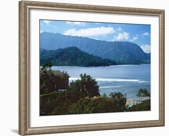 View of Hanalei Bay and Bali Hai from the Princeville Hotel, Kauai, Hawaii, USA-Charles Sleicher-Framed Photographic Print