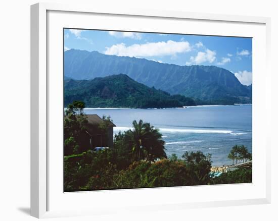 View of Hanalei Bay and Bali Hai from the Princeville Hotel, Kauai, Hawaii, USA-Charles Sleicher-Framed Photographic Print
