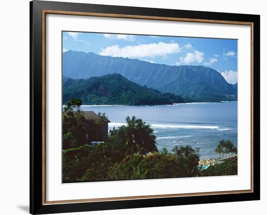 View of Hanalei Bay and Bali Hai from the Princeville Hotel, Kauai, Hawaii, USA-Charles Sleicher-Framed Photographic Print