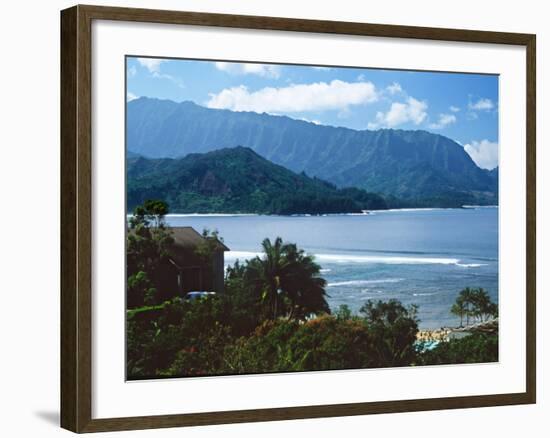 View of Hanalei Bay and Bali Hai from the Princeville Hotel, Kauai, Hawaii, USA-Charles Sleicher-Framed Photographic Print