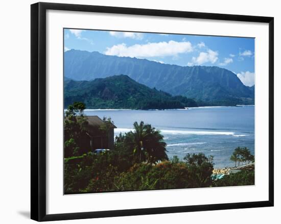 View of Hanalei Bay and Bali Hai from the Princeville Hotel, Kauai, Hawaii, USA-Charles Sleicher-Framed Photographic Print