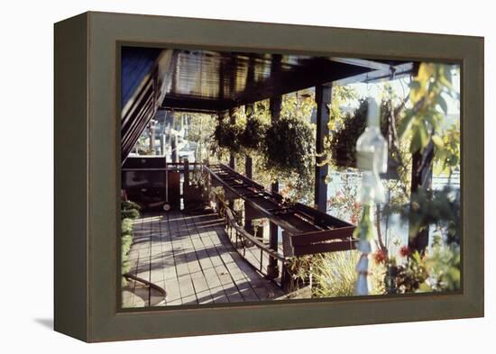 View of Hanging Plants on the Deck of a Floating Home, Sausalito, CA, 1971-Michael Rougier-Framed Premier Image Canvas