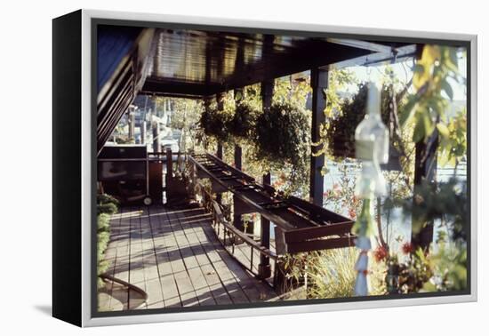 View of Hanging Plants on the Deck of a Floating Home, Sausalito, CA, 1971-Michael Rougier-Framed Premier Image Canvas