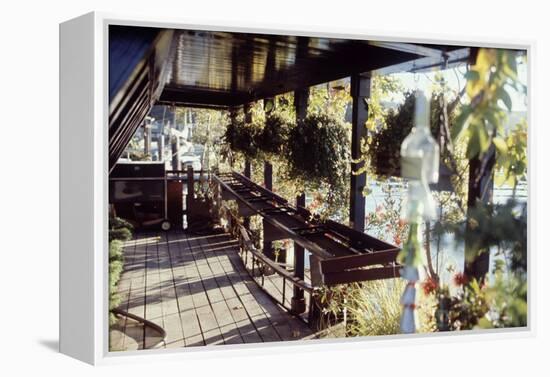 View of Hanging Plants on the Deck of a Floating Home, Sausalito, CA, 1971-Michael Rougier-Framed Premier Image Canvas