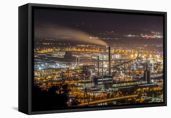 View of Hanging the Mountain Pfenning on the Fabric Area of the Voestalpine, Austria-Volker Preusser-Framed Premier Image Canvas