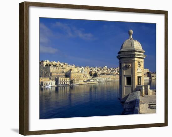 View of Harbor and Fortress Turret, Valletta, Malta-Robin Hill-Framed Photographic Print